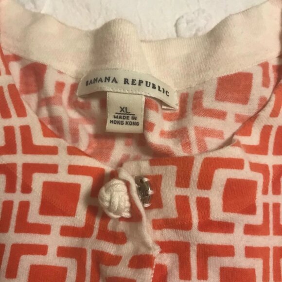 Banana Republic Burnt Orange/Cream Geometric Print Long Sleeve Cardigan - Picture 4 of 8